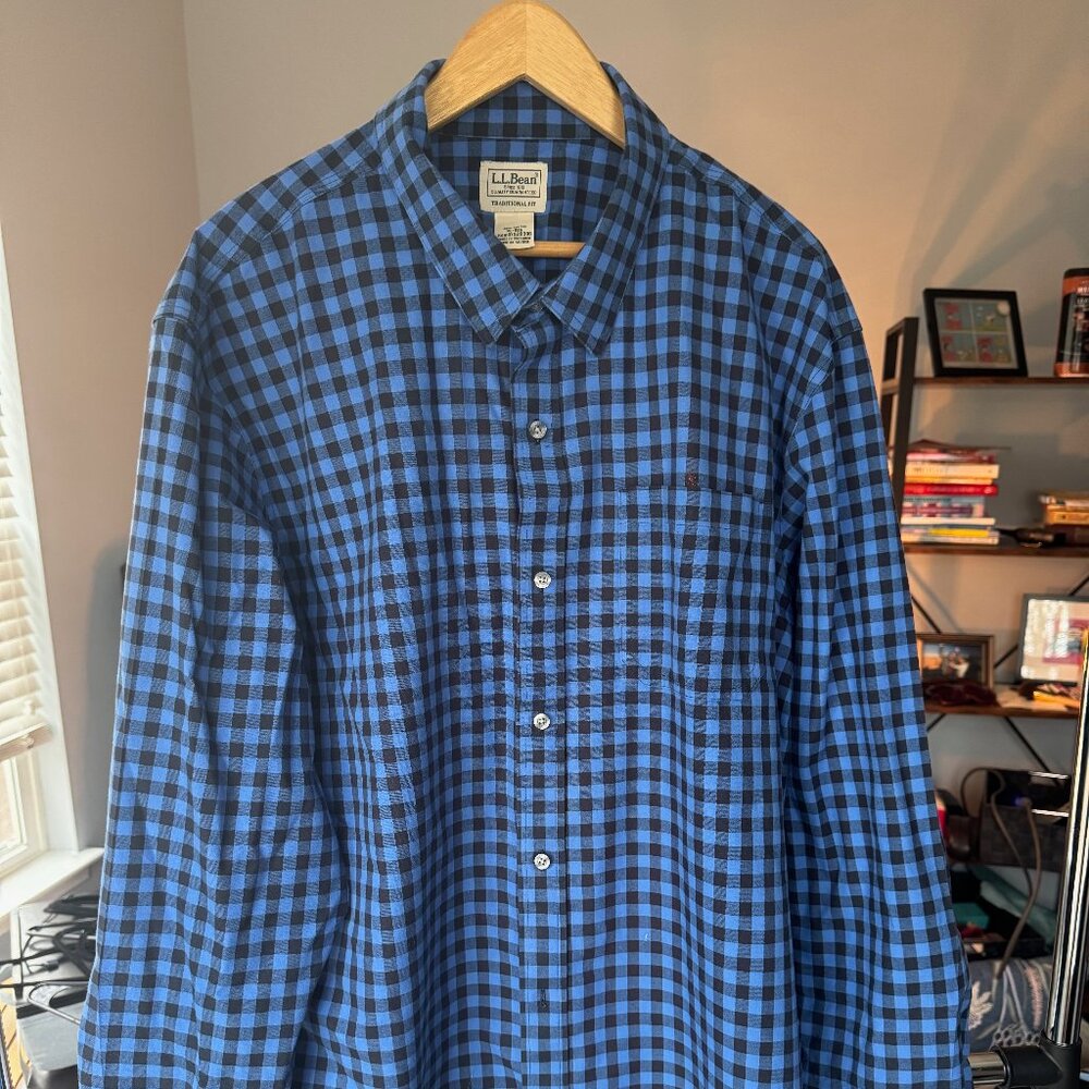 Men's Wrinkle-Free Ultrasoft Brushed Cotton Shirt, Long-Sleeve, Arctic Blue XL